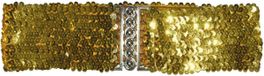 Funny Fashion Carnaval verkleed dames riem - goud pailletten - 108 x 8 cm - kunststof - disco/glitter and Glamour