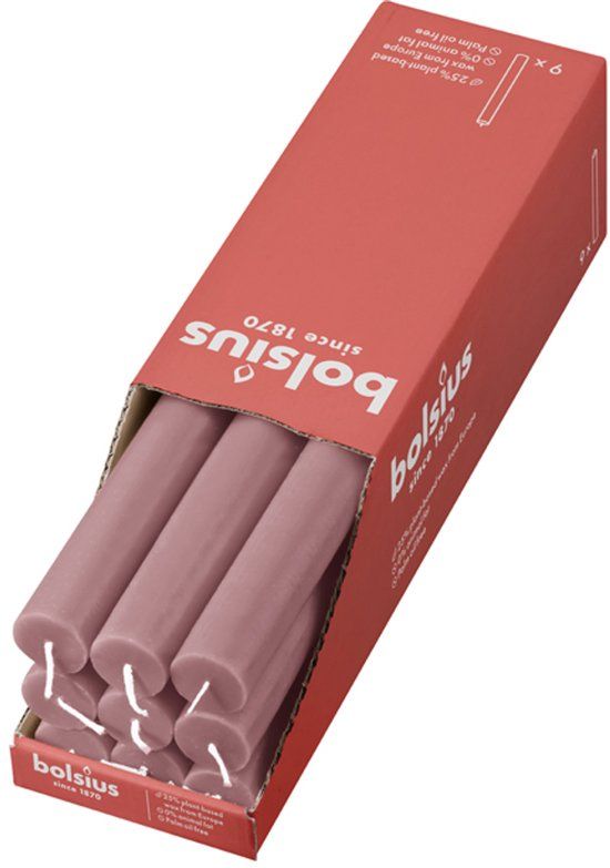 Bolsius Rustiek Tafelkaars - Ash Rose - 9 stuks