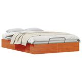 vidaXL Ottoman Bedframe met Opbergruimte Waskleur Bruin 120 x 190 cm