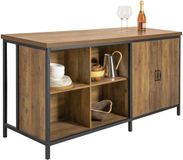 SoBuy Keukeneiland - Keukenkast - Buffetkast met 2 Deuren, 4 Kubusvakken - Industrieel - Metaal/Hout, 170x60x89cm, KNL01-F