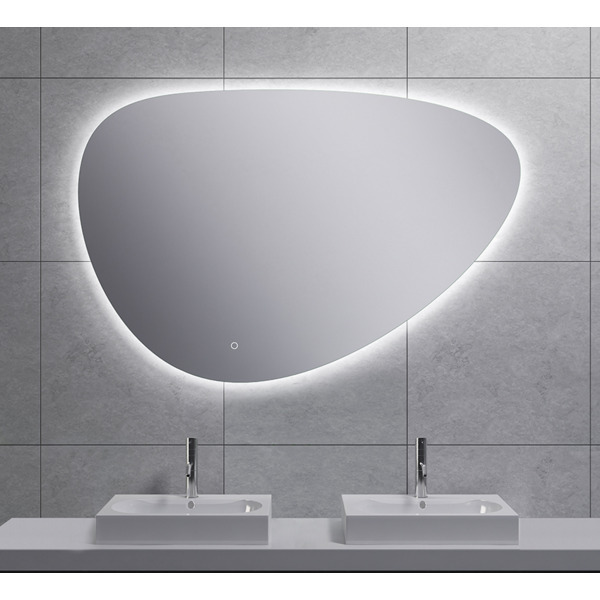 Wiesbaden Uovo Spiegel asymetrisch 120cm met spiegelverwarming met LED verlichting rondom dimbaar 38.4167