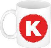 Bellatio Decorations Shoppartners Bv Koffie mok met de letter K - beker - rood - 300 ml