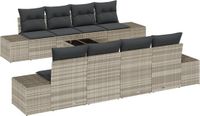vidaXL Tuinbank Set 8-delig Lichtgrijs/Donkergrijs Polyrattan