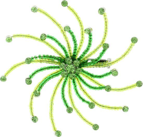 Merkloos / Sans marque Behave® Premium Classics Broche Vrouwen Groen Glas Kunststof 7.5 cm Zilverkleurig
