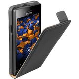 mumbi Hoes Flip Case compatibel met Sony Xperia Miro hoes mobiele telefoon case wallet, zwart