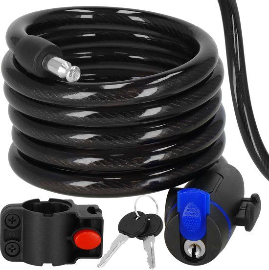 Springos Fietsslot - Kettingslot - 180 cm - Zwart - Geschikt voor diverse fietstypes
