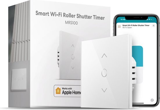 meross Rolluikschakelaar verbonden (neutrale kabel vereist), gordijnschakelaar, compatibel met HomeKit, Alexa en Google Home, percentagebediening, spraakbesturing en afstandsbediening