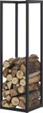 OutdoorMatch Baily Étagère de rangement pour bois - Métal, Noir, 25x40x100 cm