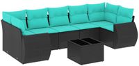 vidaXL 8-delige tuinbankset met kussens, zwart, polyrotan