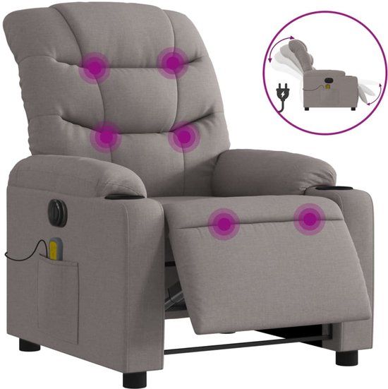 vidaXL Massagestoel elektrisch verstelbaar stof taupe