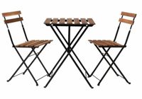 Casaria Bistroset – 3 delig 2 Stoelen 1 Tuintafel – Acaciahout Metaal