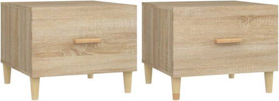 vidaXL Salontafels 2 stuks 50x50x40 cm bewerkt hout sonoma eikenkleurig