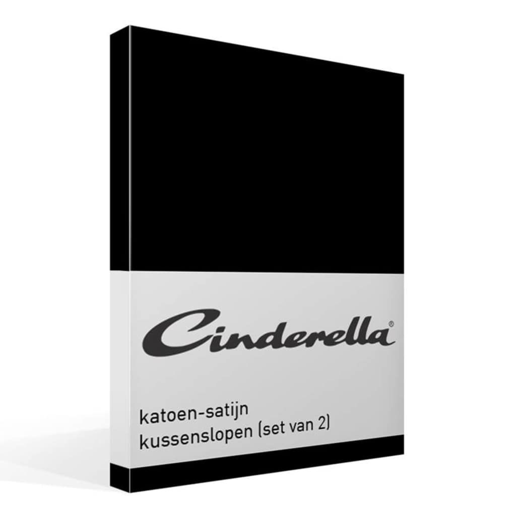 Cinderella Satijn Kussensloop (set van 2) - Zwart - 70 x 60 cm