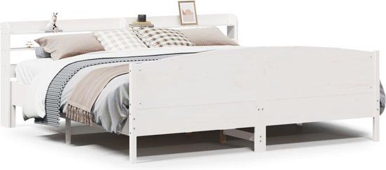 vidaXL Bedframe massief grenenhout wit 180x200 cm
