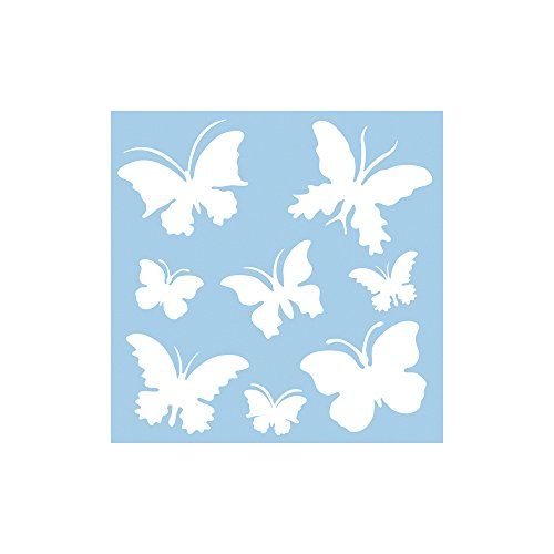 RAYHER 3847500 sjabloon "vlinders" 30x30cm, 8 motieven ca. 5,5-12 cm, schildersjabloon, wandsjabloon, kunststof, buigzaam, vormvast, transparant