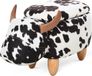 HOMCOM Dierenkruk decoratieve kruk met opbergruimte melkkoe kruk zwart + wit 838-003