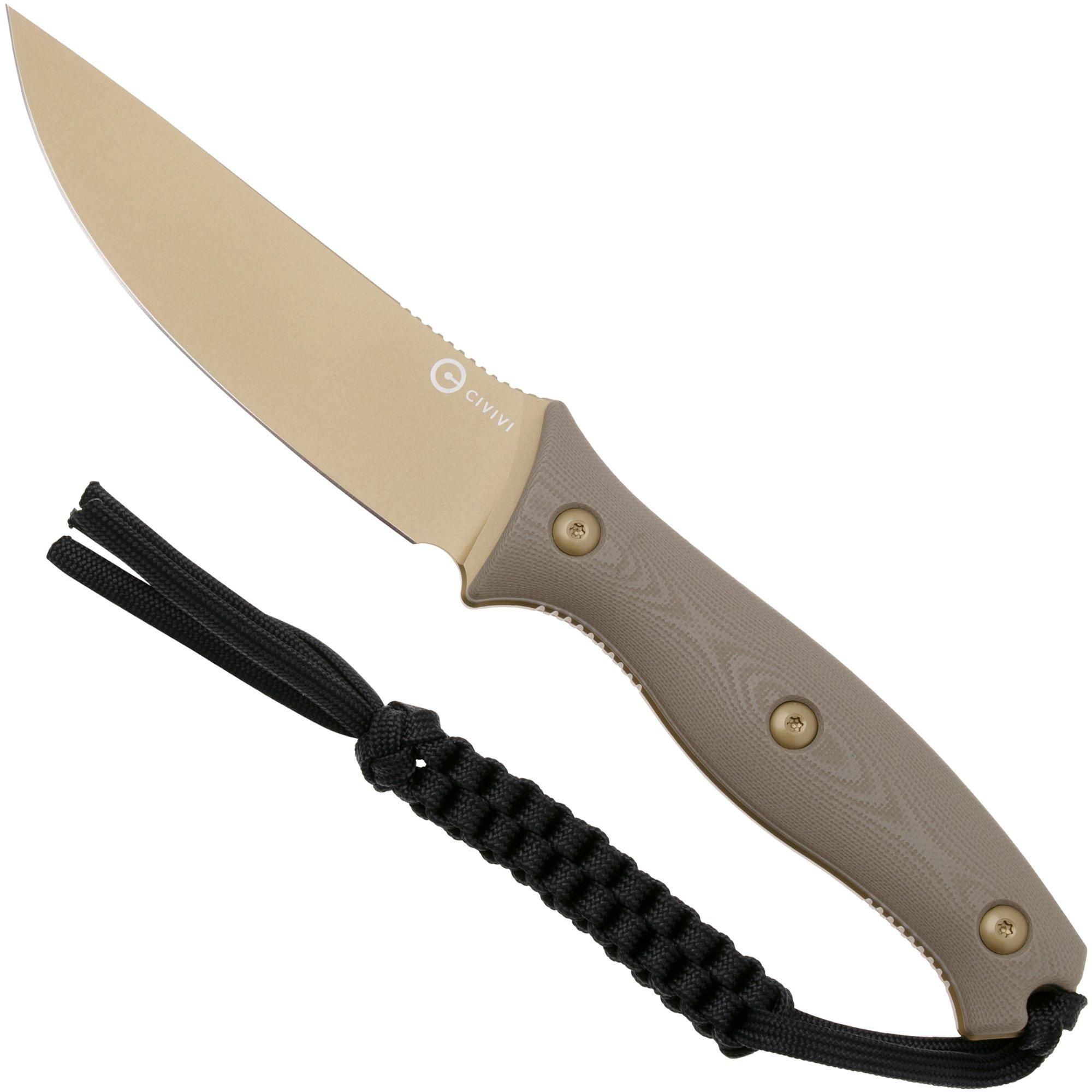 CIVIVI Stormridge C23041-2 Desert Tan Stonewashed Nitro-V Fixed Blade Knife