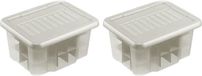 Sunware Boîte de rangement pour boules de Noël - 4x pièces - argent - 45 boules de Noël - 24 litres - plastique
