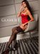 Glamory Deluxe 20 stay up kousen zwart met rode kanten boord maat M