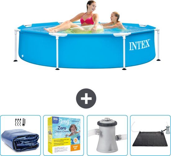 Intex Metal Frame Zwembad - Rond - 244 cm - Blauw - Compleet pakket