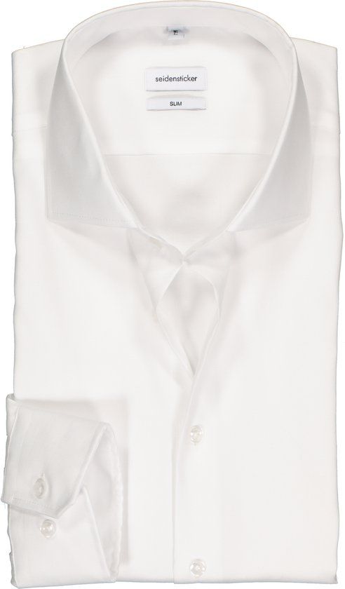 Seidensticker Slim Fit Overhemd - Wit - Oxford - Maat 43