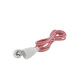Textielverlengingskabel rood/wit - met wit platte stekker - 3m