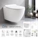 Erfu Toilet suspendu sans bride – WC sans bride – Inclus lunette WC Soft Close – Cuvette murale Vitrocéramique – Blanc brillant
