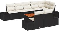 vidaXL Tuinbank - Set - 9 - st - Zwart - poly - rattan