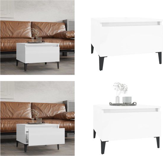vidaXL Bijzettafel 50x46x35 cm bewerkt hout hoogglans wit