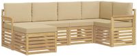 vidaXL - Hoek loungeset - 6 zitplekken - Wit en Beige - Polyester