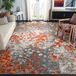 SAFAVIEH Monaco Collection Boho tapijt voor woonkamer, eetkamer, slaapkamer, korte pool, grijs en oranje, 240 x 300 cm