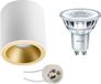 BES LED Spot Encastré Set - Pragmi Cliron Pro - GU10 Fitting - Rond - Blanc Mat/Or - Ø90mm