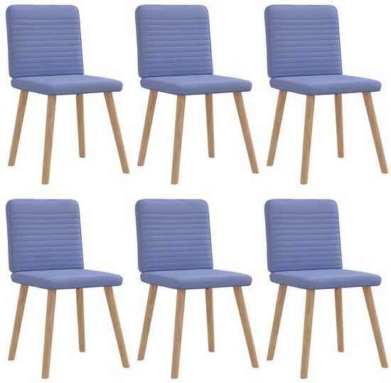 vidaXL Eetkamerstoelen 6 stuks stof jeansblauw
