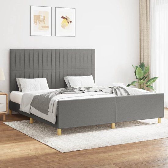 vidaXL Bedframe Stof Donkergrijs 160x200 cm