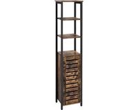 Vasagle Opbergkast - Staande Kast - Industrieel - Smalle Badkamer Kast - 3 Open Planken - 37 x 30 x 167 cm - Rustiek Bruin