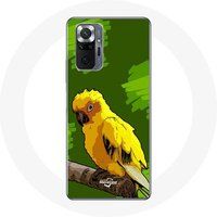 Maniacase Etui voor Xiaomi Redmi Note 10 Pro Gele Parkiet Vogels Groene Achtergrond