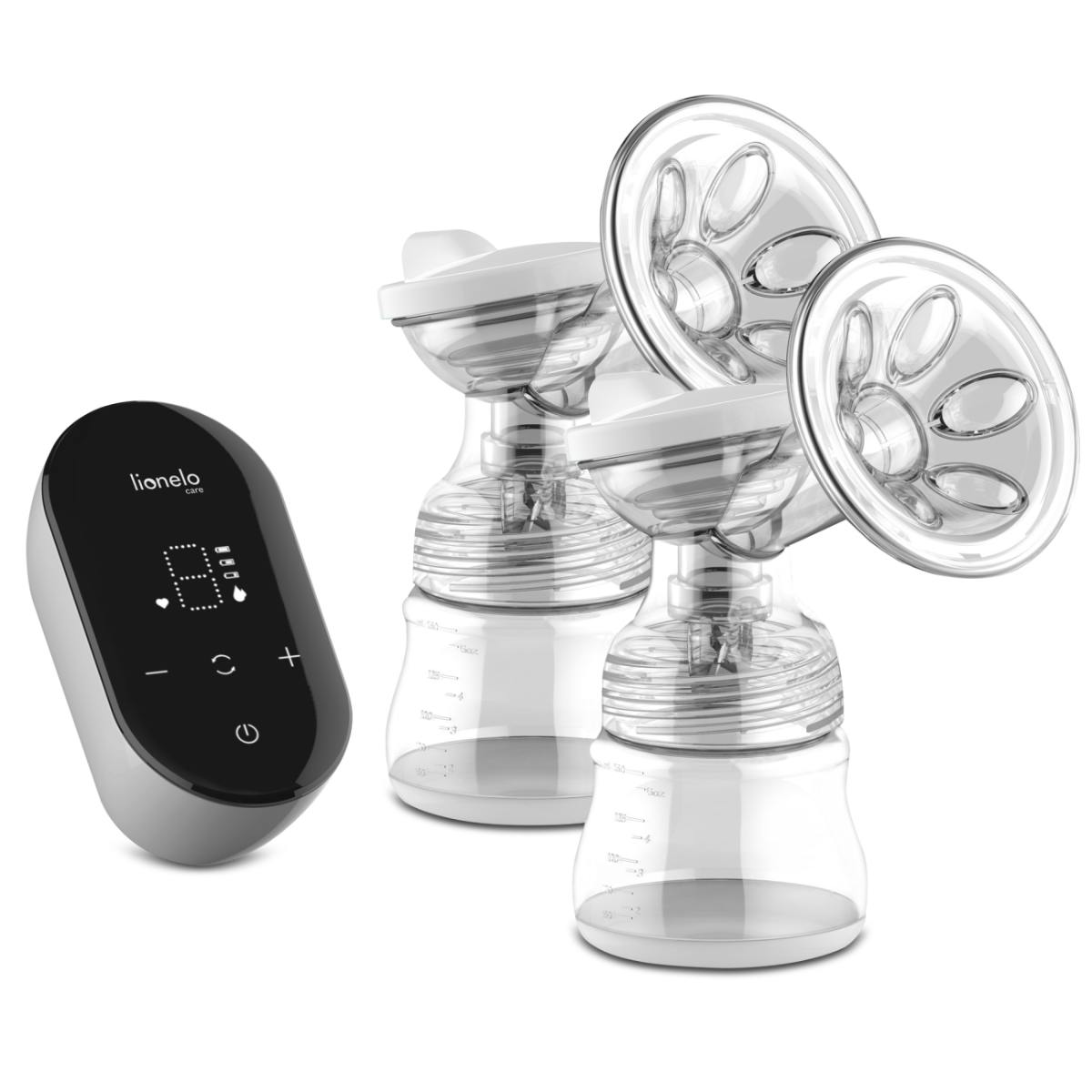 Lionelo Twee Go Elektrische Borstkolf - Grijs/Transparant - Eenzijdig - Draagbaar - Rijke Set Accessoires