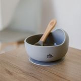 Interbaby siliconen kom met zuignap & lepel Petrol Gray