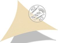 Merkloos Parasol, driehoekig met montageset, bescherming tegen de zon, ademend en UV-bescherming, voor balkon, tuin, Terras, 3 x 3 x 3 m, ivoor