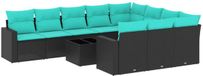 vidaXL 11-delige Loungeset met Kussens Poly Rattan Zwart