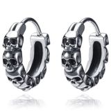 Mendes Lookinggoodtoday Heren oorringen van edelstaal zilverkleurig met skulls