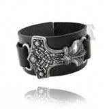 Alchemy Gothic THUNDERHAMMER Zilverkleurig/Zwart Leren Koordarmband