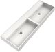 Brauer Gravity Wastafel - 140 cm - 2 Spoelbakken - 0 Kraangaten - Mineraalmarmer - Zijdeglans Wit