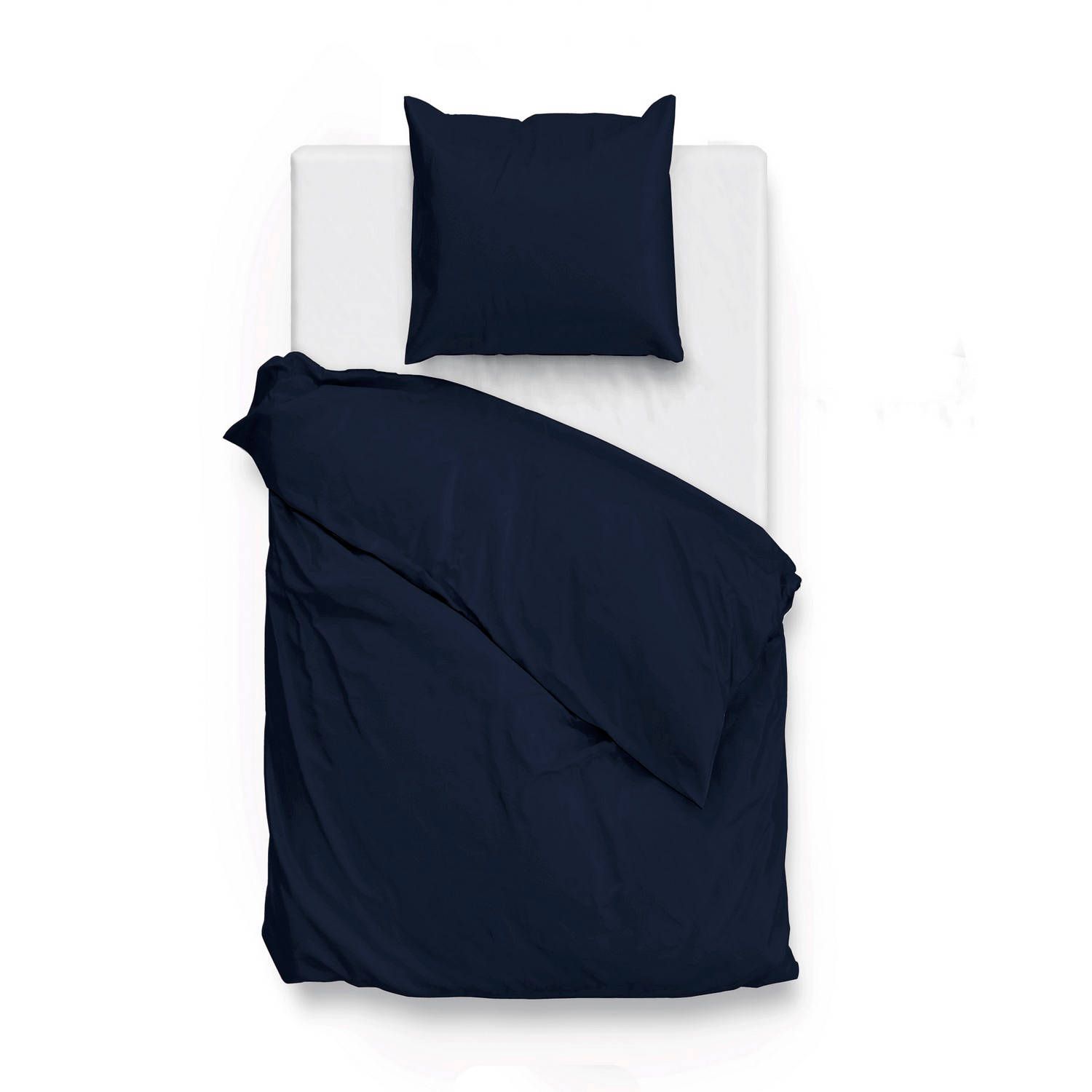 Zo!Home katoen satijn dekbedovertrekset uni - navy blue 140x200/220cm