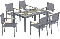 Outsunny Ensemble de salle à manger d'extérieur - Acier galvanisé, plastique PSPC - Gris foncé