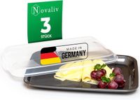 Novaliv set van 3 antraciet premium vleeswarendoos met transparant deksel
