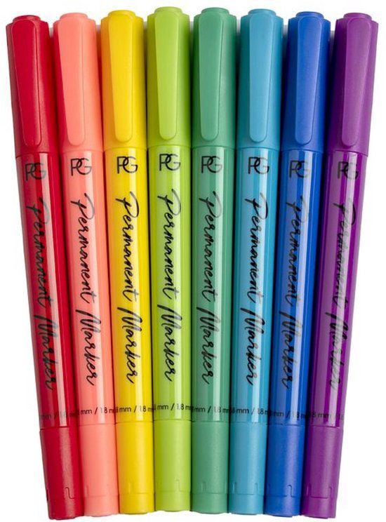 Pink Gellac Permanent Marker Set - Nail Art Pennen Set - Nagel Art Pennen Waterproof van 8 Regenboogkleuren