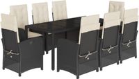 vidaXL 9-delige Tuinset Poly Rattan Zwart