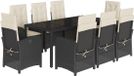 vidaXL 9-delige Tuinset Poly Rattan Zwart