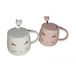 Lachineuse Set van 2 Kawaii Kattenmokken 450 ml - Wit & Roze Keramiek